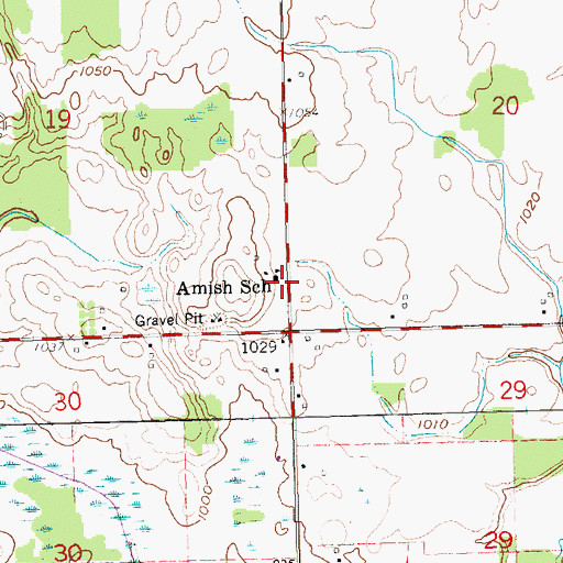 Topographic Map of Amish School, MI