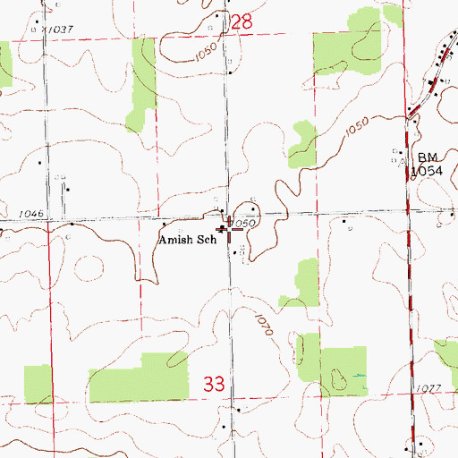 Topographic Map of Amish School, MI