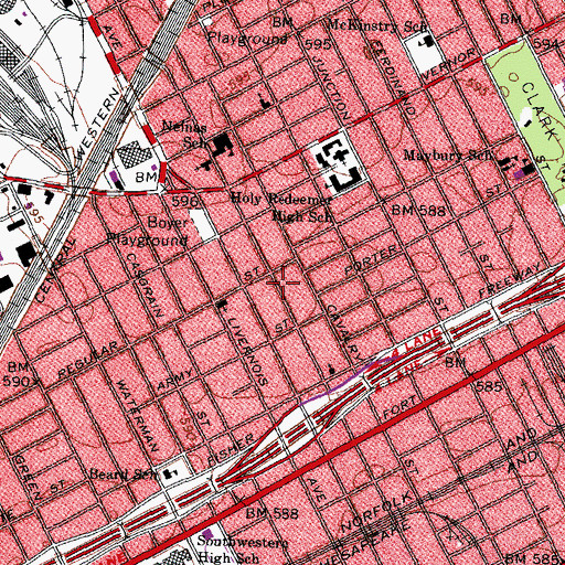 Topographic Map of Amos School, MI