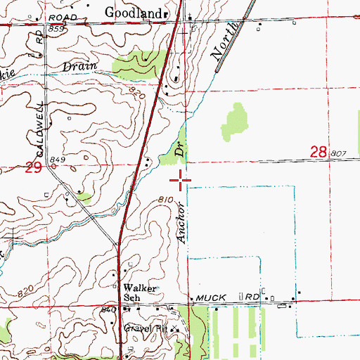 Topographic Map of Anchor Drain, MI
