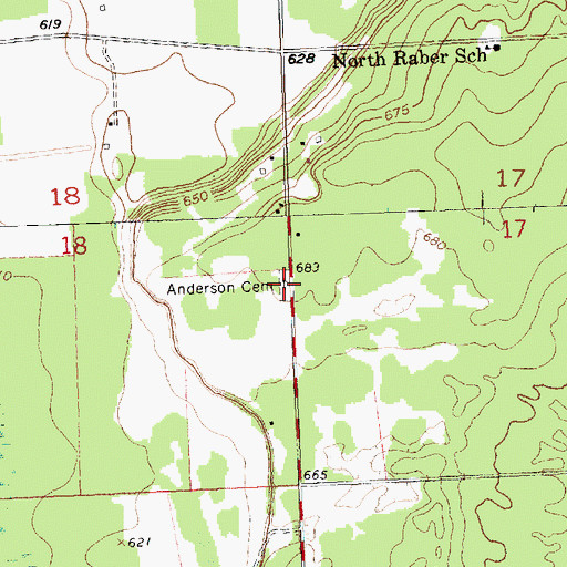 Topographic Map of Anderson Cemetery, MI