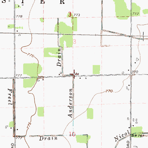 Topographic Map of Anderson Drain, MI