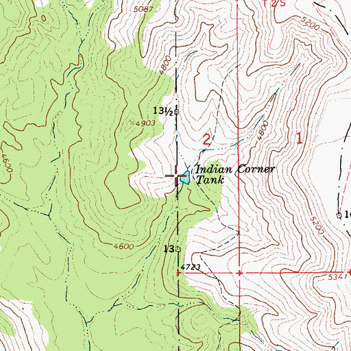 Topographic Map of Indian Corner Tank, AZ