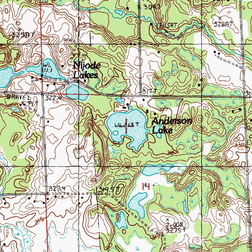 Topographic Map of Anderson Lake, MI
