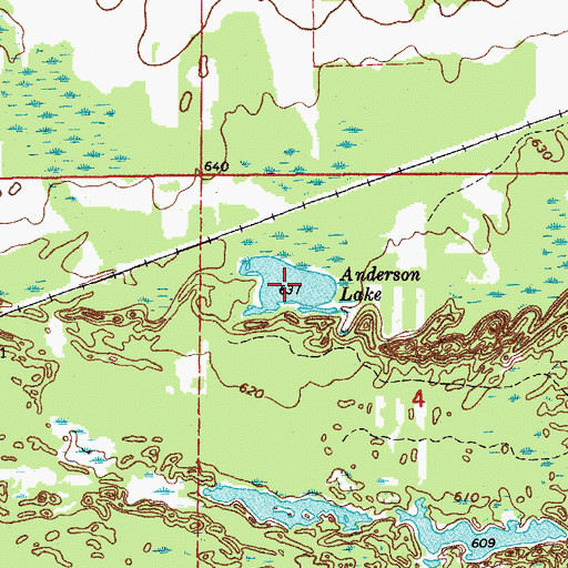 Topographic Map of Anderson Lake, MI