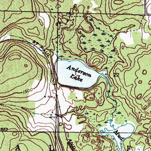 Topographic Map of Anderson Lake, MI
