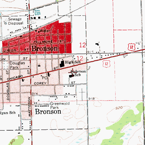 Topographic Map of Anderson School, MI