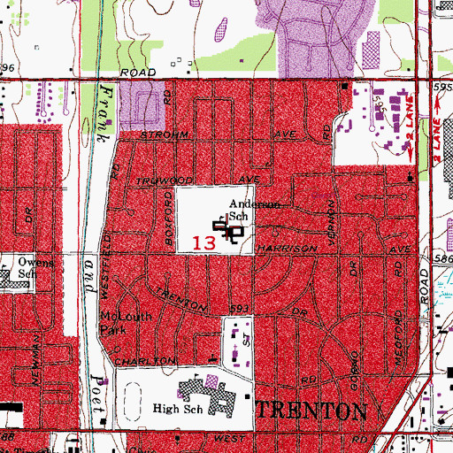 Topographic Map of Anderson School, MI