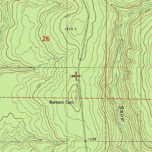Topographic Map of Mount Liberty School (historical), AR