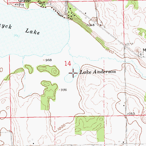 Topographic Map of Lake Anderson, MI