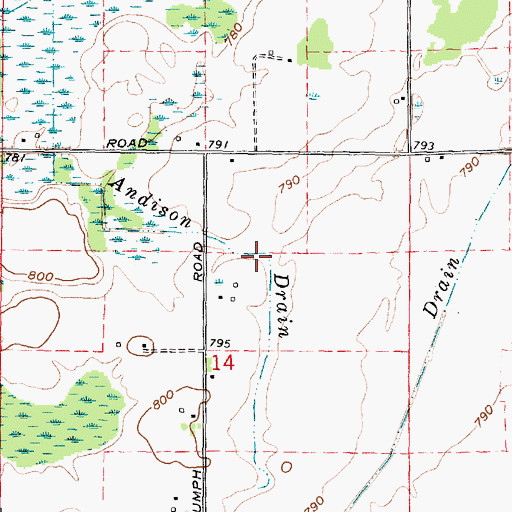 Topographic Map of Andison Drain, MI
