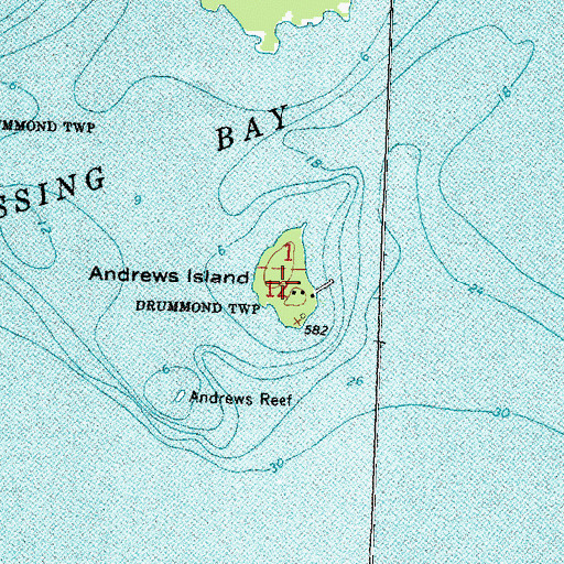 Topographic Map of Andrews Island, MI