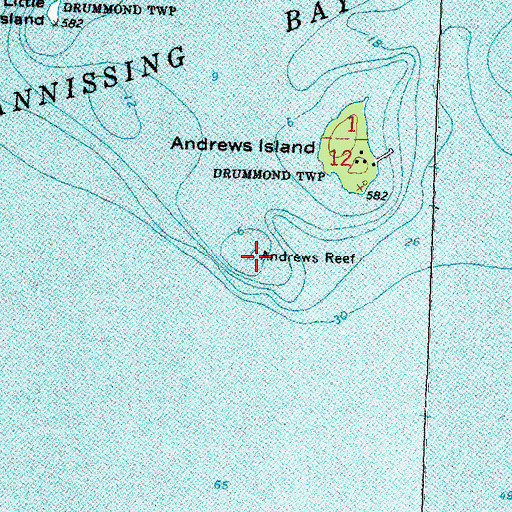 Topographic Map of Andrews Reef, MI