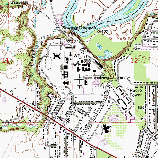 Topographic Map of Andrews University, MI