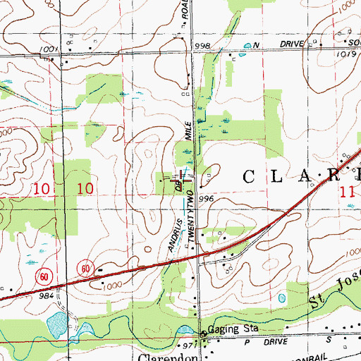 Topographic Map of Andrus Drain, MI