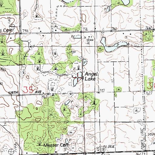 Topographic Map of Angel Lake, MI