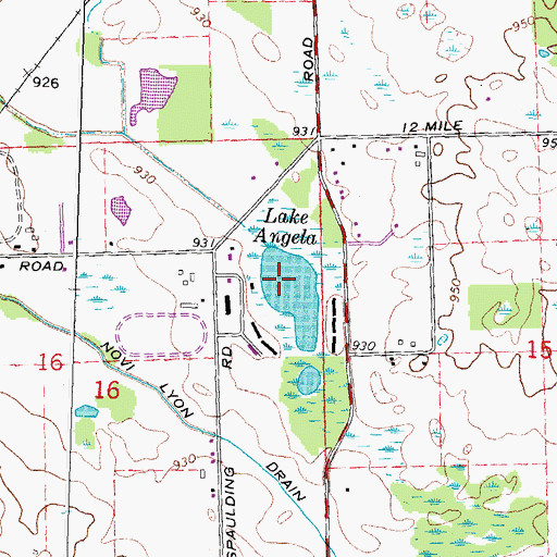 Topographic Map of Lake Angela, MI