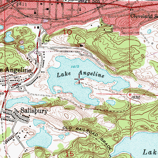 Topographic Map of Lake Angeline, MI