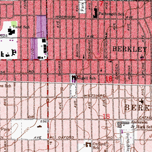 Topographic Map of Angell School, MI