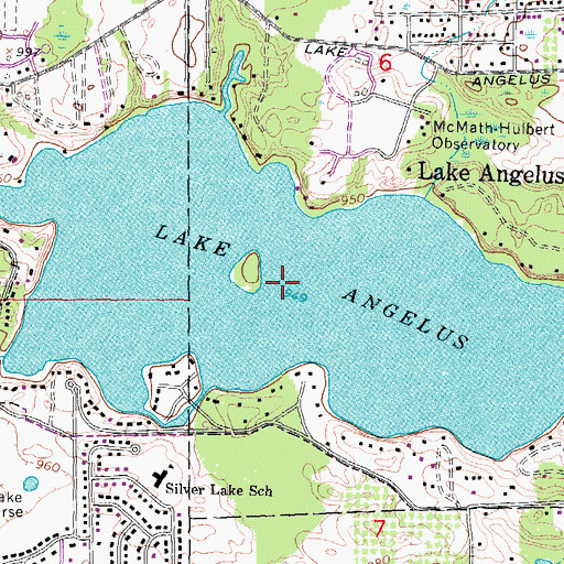 Topographic Map of Lake Angelus, MI