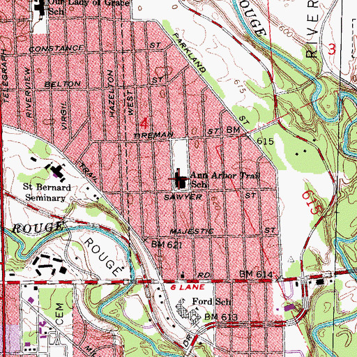 Topographic Map of Ann Arbor Trail School, MI