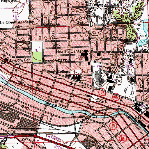 Topographic Map of Ann Kellogg School, MI