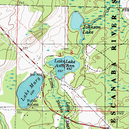 Topographic Map of Lake Ann, MI