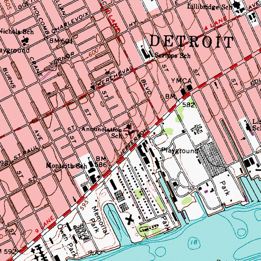 Topographic Map of Annunciation School, MI