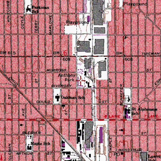 Topographic Map of Anthony Park, MI