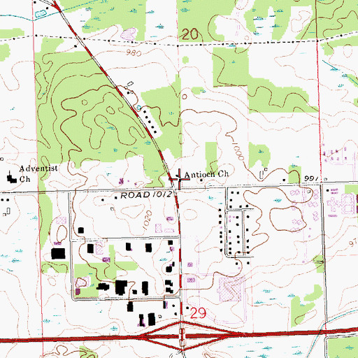 Topographic Map of Antioch Church, MI