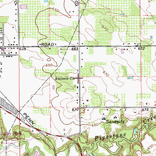 Topographic Map of Antioch Church, MI