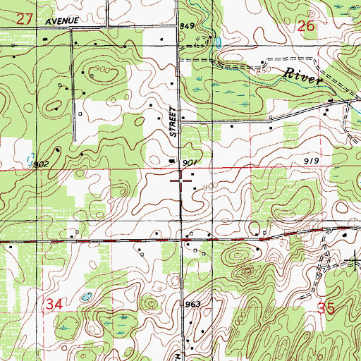 Topographic Map of Antwerp School, MI