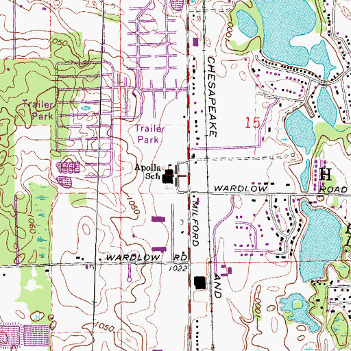 Topographic Map of Apolla School, MI