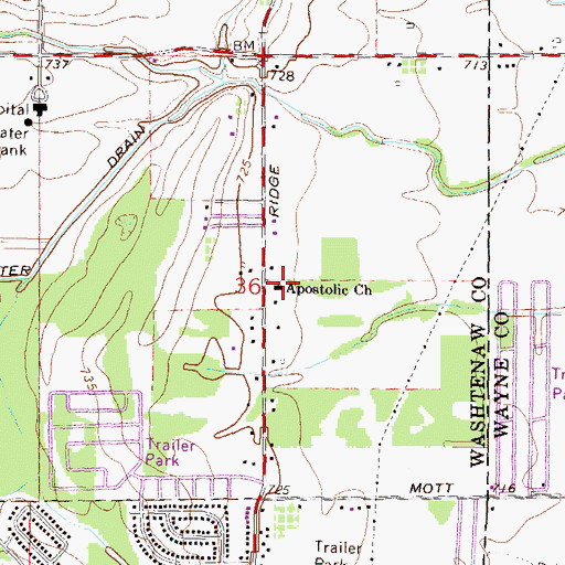 Topographic Map of Apostolic Church, MI