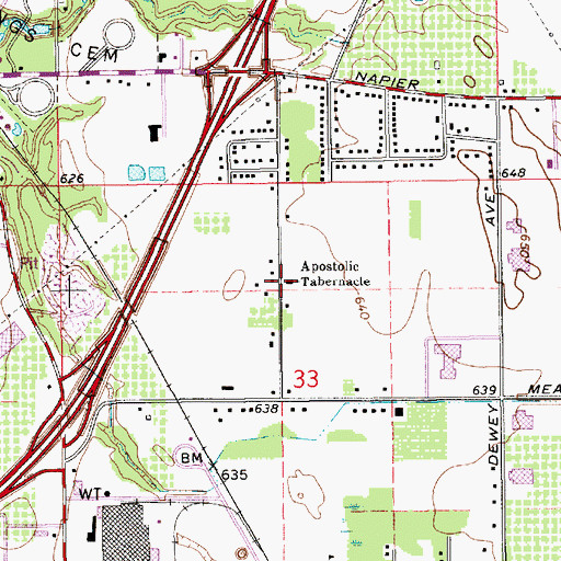 Topographic Map of Apostolic Tabernacle, MI