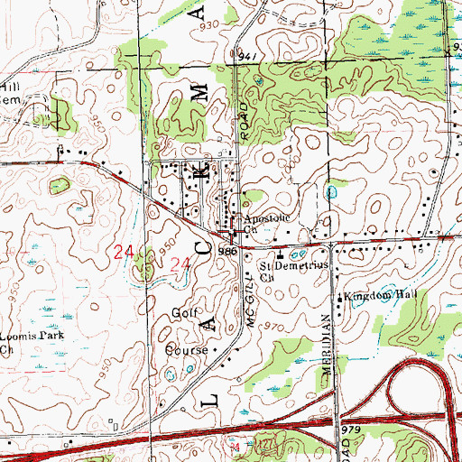 Topographic Map of Apostolic Church, MI