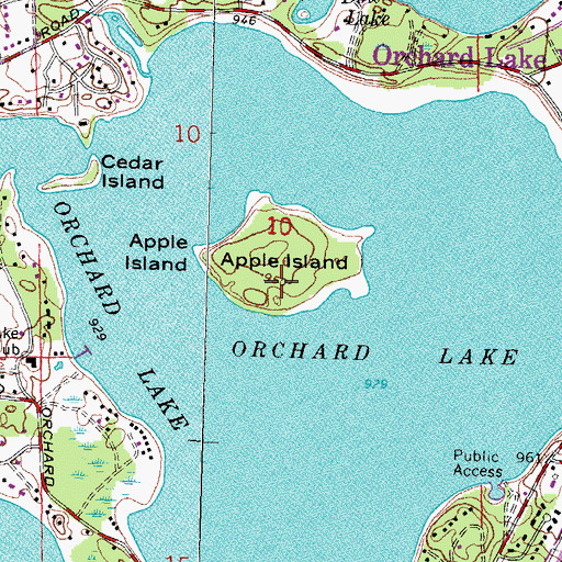 Topographic Map of Apple Island, MI