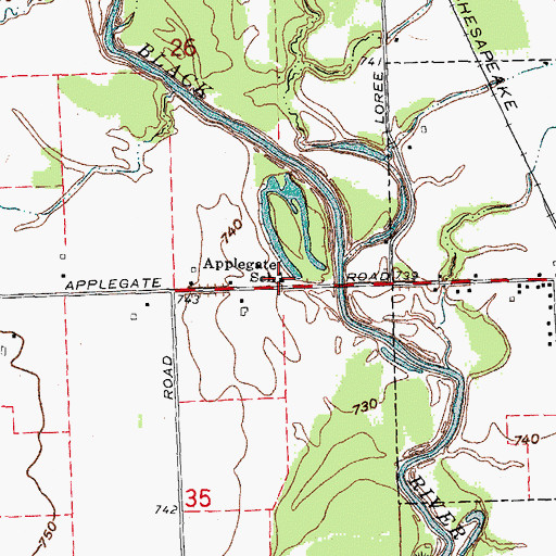 Topographic Map of Applegate School, MI