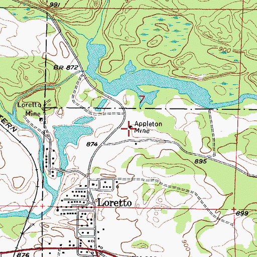 Topographic Map of Appleton Mine, MI