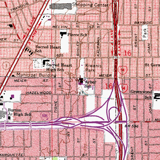 Topographic Map of Arbor School, MI