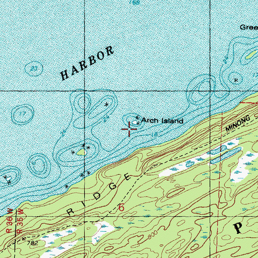 Topographic Map of Arch Island, MI