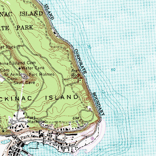 Topographic Map of Arch Rock, MI