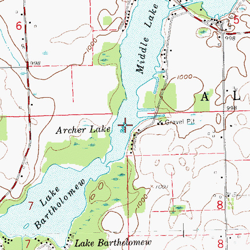 Topographic Map of Archer Lake, MI