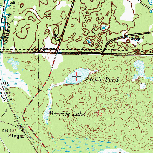 Topographic Map of Archie Pond, MI