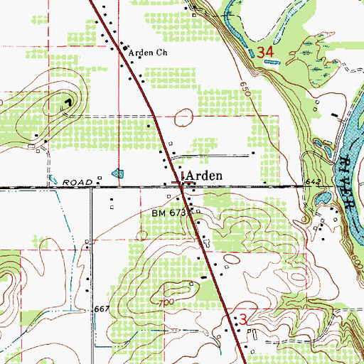 Topographic Map of Arden, MI