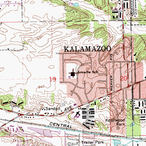 Topographic Map of Arcadia Elementary School, MI