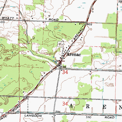 Topographic Map of Arenac, MI