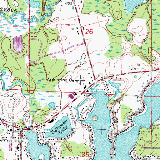 Topographic Map of Argentine Cemetery, MI