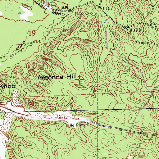 Topographic Map of Argonne Hill, MI