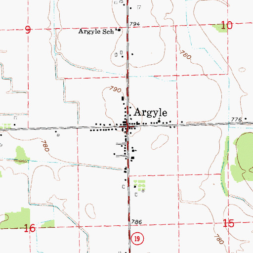 Topographic Map of Argyle, MI